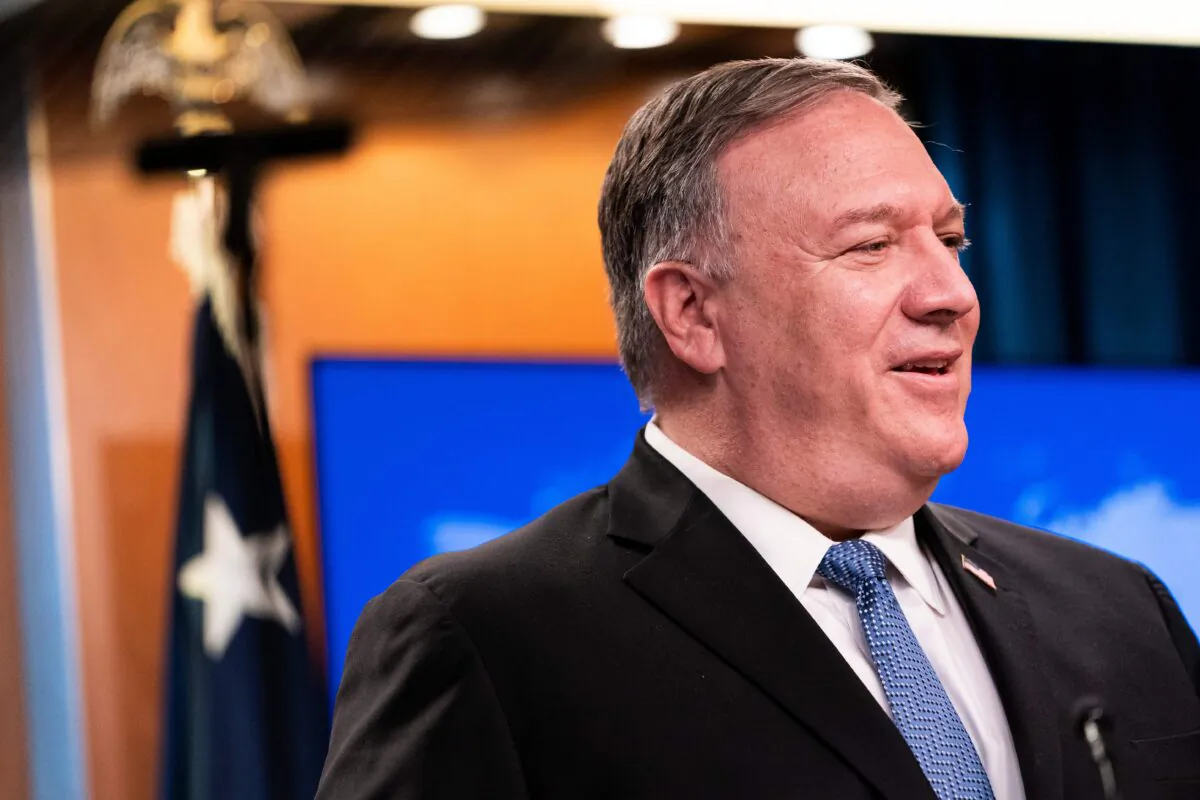 Secretary of State Mike Pompeo speaks during a briefing at the State Department in Washington on Nov. 10, 2020. (Jacquelyn Martin/POOL/AFP via Getty Images)