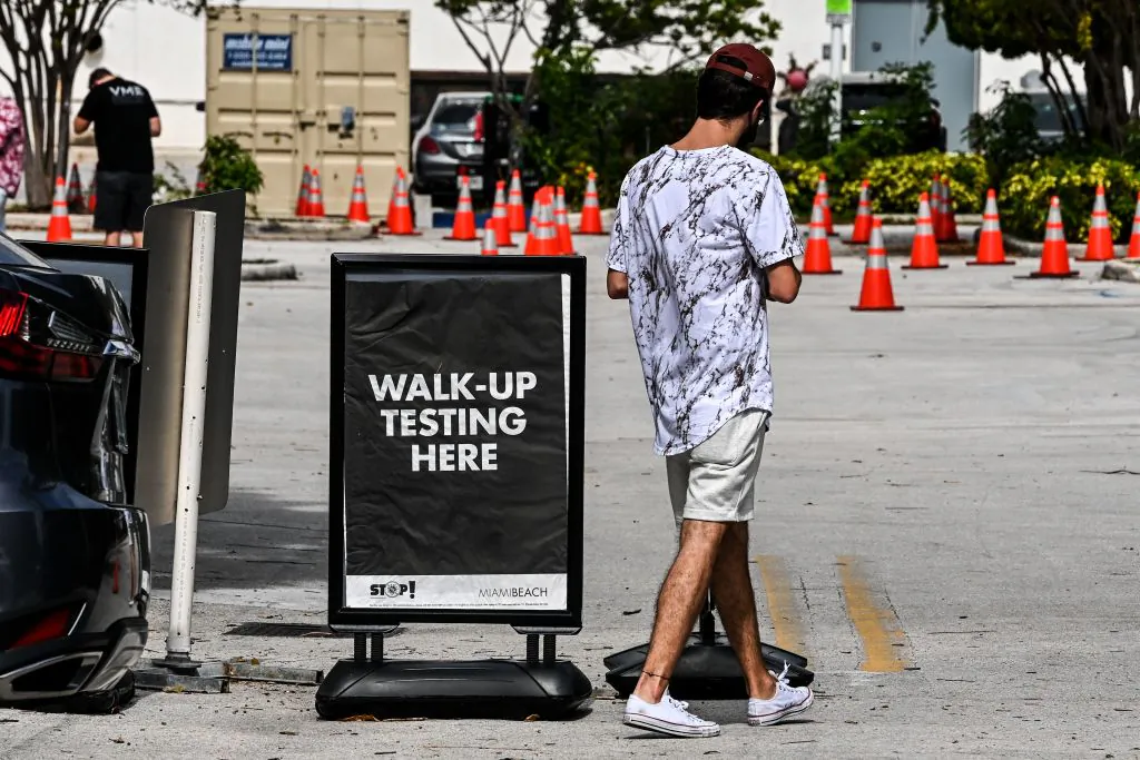 A man walks-up at a COVID-19 testing site in Miami Beach, Fla., on Nov. 17, 2020. (Chandan Khanna/AFP via Getty Images)