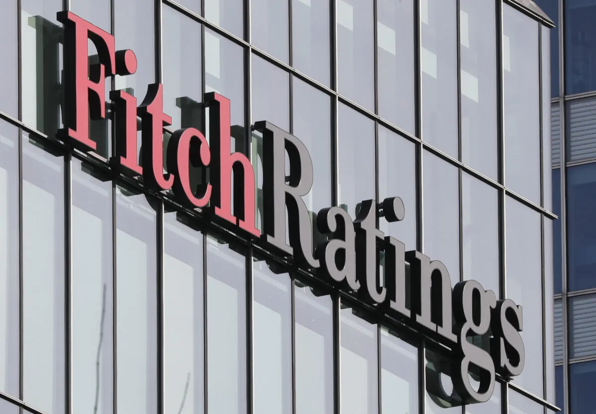 The Fitch Ratings logo is seen at their offices at Canary Wharf financial district in London, Britain, on March 3, 2016. (Reinhard Krause/Reuters)