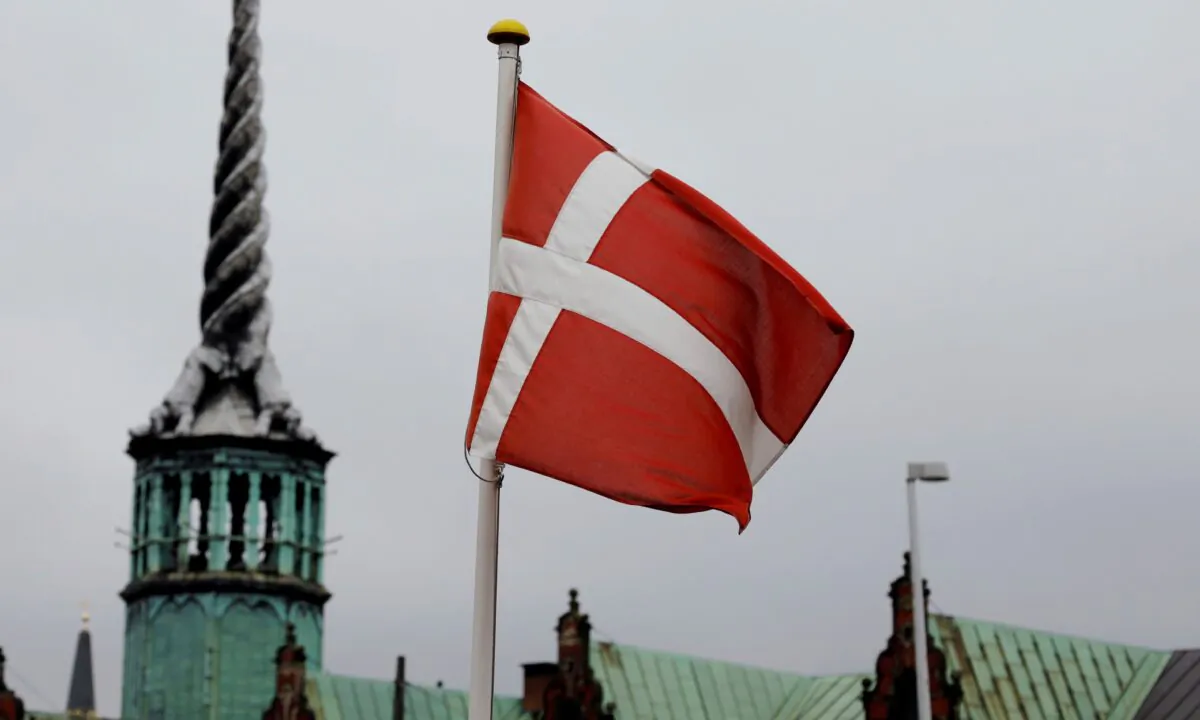 Denmark's national flag flutters in Copenhagen, Denmark, on Oct. 22, 2019. (Andreas Mortensen/Reuters)