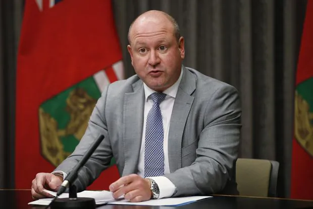 Dr. Brent Roussin, Manitoba chief public health officer, speaks during a COVID-19 update at the Manitoba legislature in Winnipeg on Oct. 30, 2020. (The Canadian Press/John Woods)
