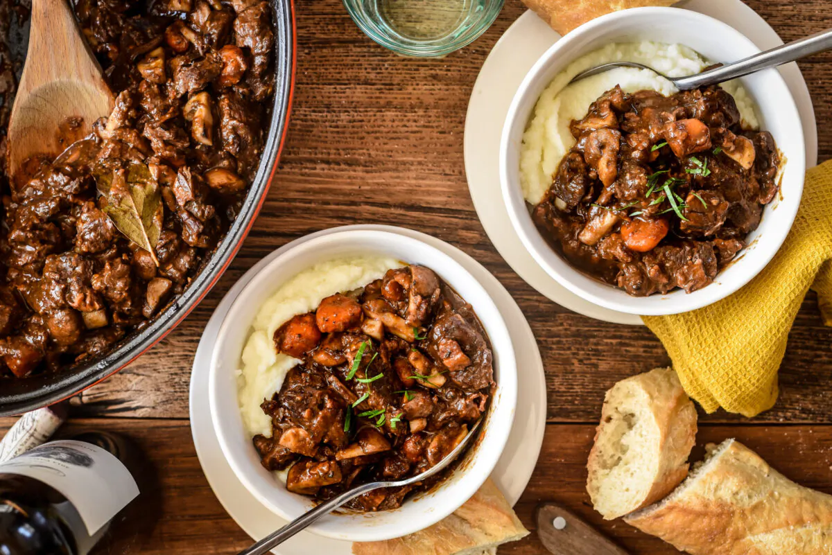 Rich, earthy, and indulgent, beef bourguignon is simply everything you want in a bowl of winter comfort food. (Audrey Le Goff)