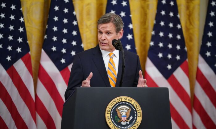 Tennessee Governor Bill Lee speaks in the East Room of the White House in Washington on April 30, 2020. (Mandel Ngan/AFP via Getty Images)