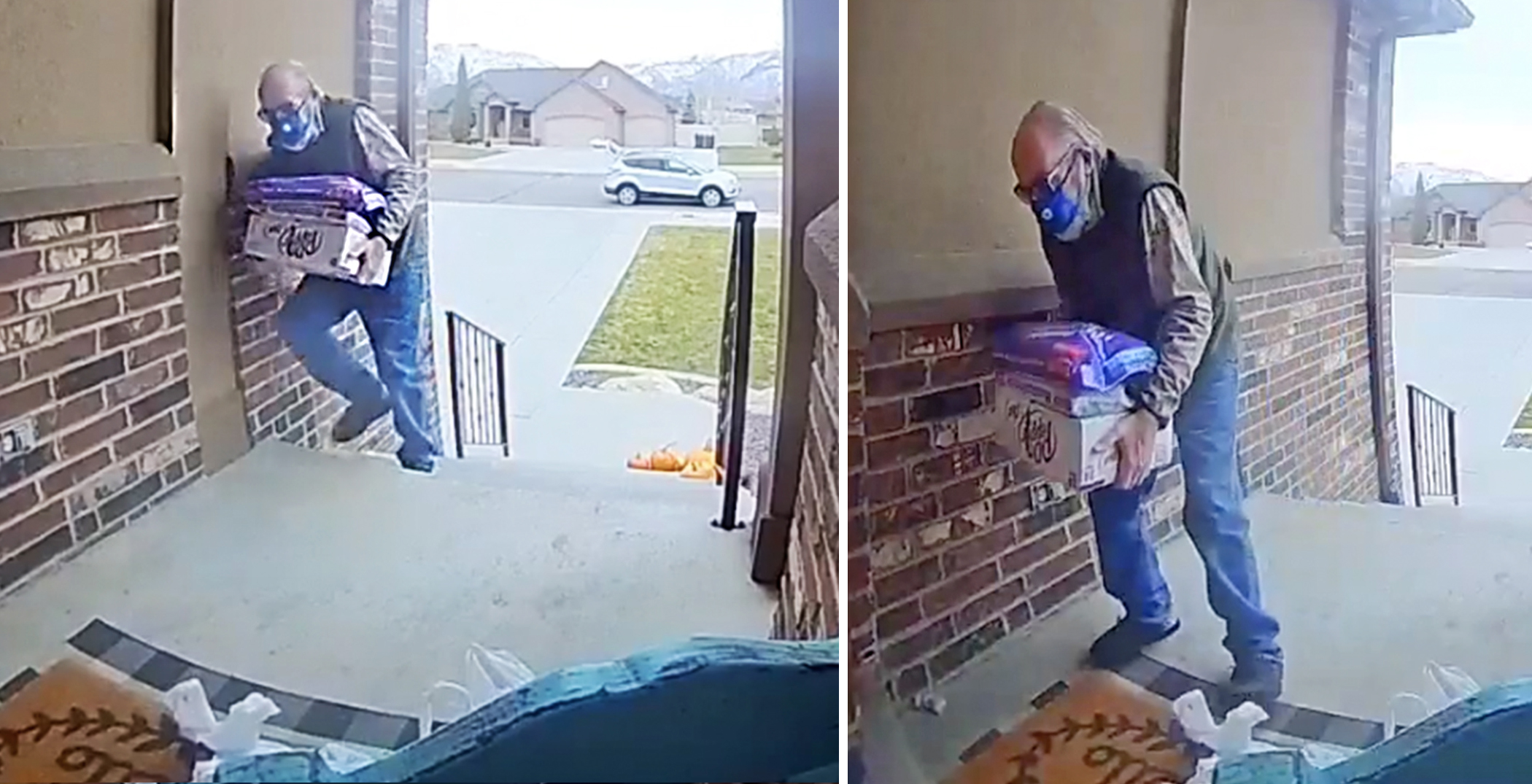 Woman posts doorbell camera video of struggling delivery man prompting waves of kindness