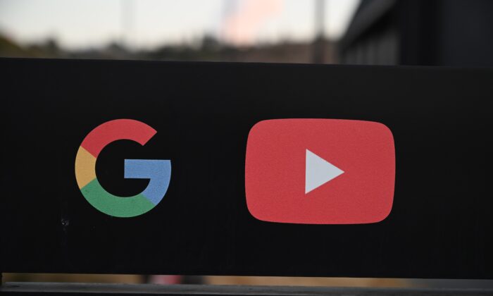 The Google and YouTube logos at the entrance to the Google offices in Los Angeles on Nov. 21, 2019. (Robyn Beck/AFP via Getty Images)