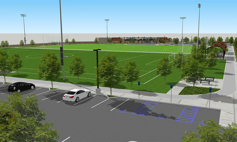 A rendering of a new $13 million sports park under construction in Cypress, Calif. (Courtesy of the City of Cypress)