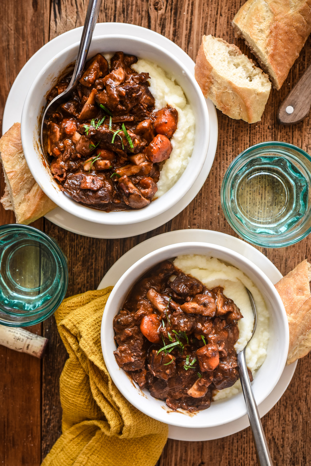 serving Classic french Beef Bourguignon