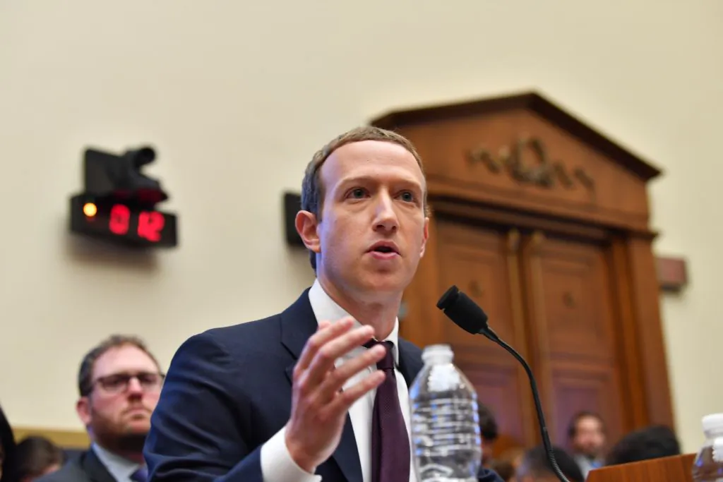 Facebook Chairman and CEO Mark Zuckerberg testifies before the House Financial Services Committee on "An Examination of Facebook and Its Impact on the Financial Services and Housing Sectors" in the Rayburn House Office Building in Washington, D.C., on Oct. 23, 2019. (Nicholas Kamm/AFP via Getty Images)