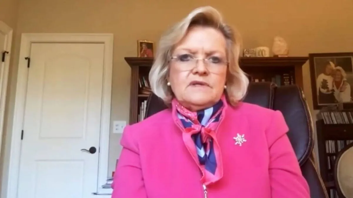 Cleta Mitchell, a then-lawyer on then-President Donald Trump's legal team, in an interview for "American Thought Leaders," as seen in a file photo. 
(Screenshot/American Thought Leaders/NTD)
