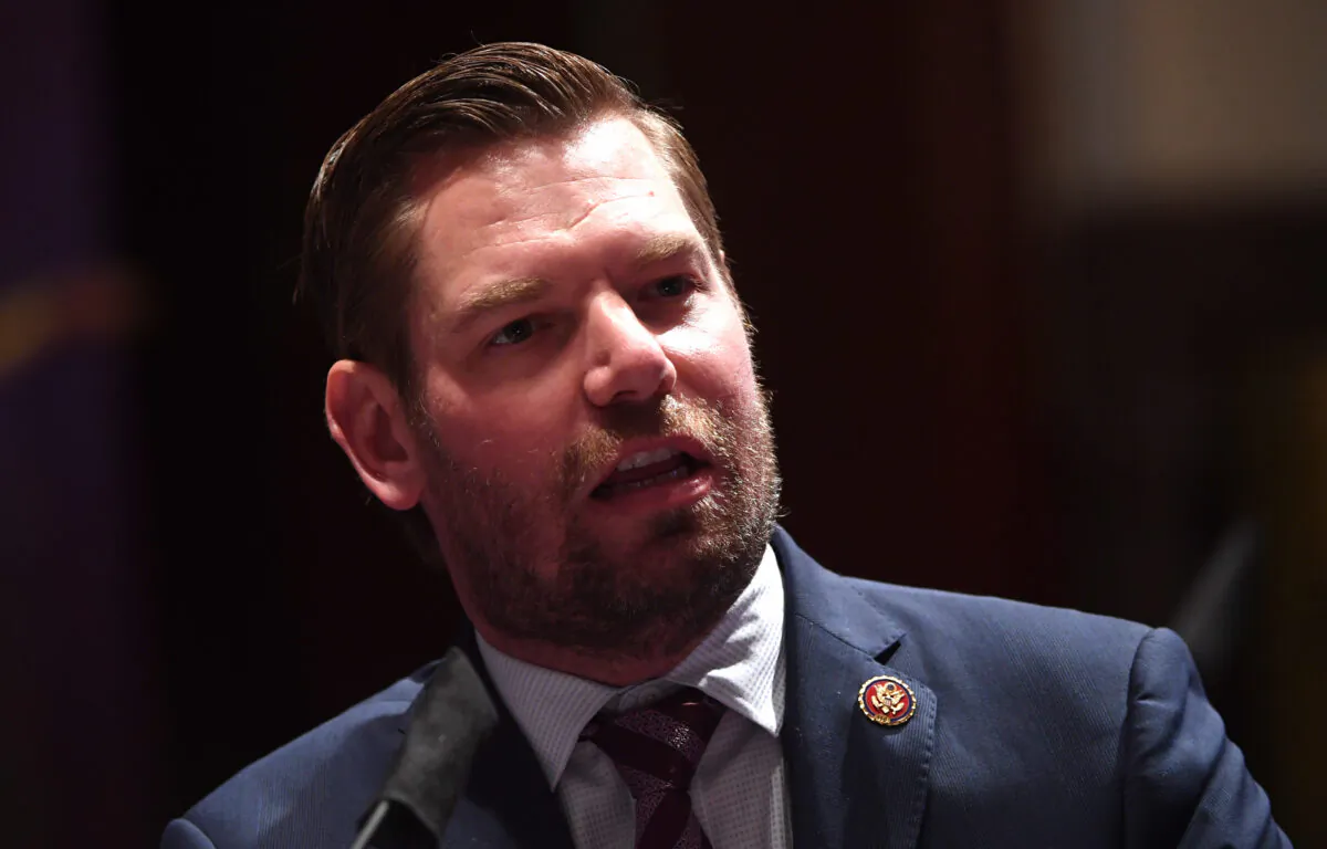 Rep. Eric Swalwell (D-Calif.) speaks during a meeting in Washington on June 17, 2020. (Kevin Dietsch/Pool/Getty Images)