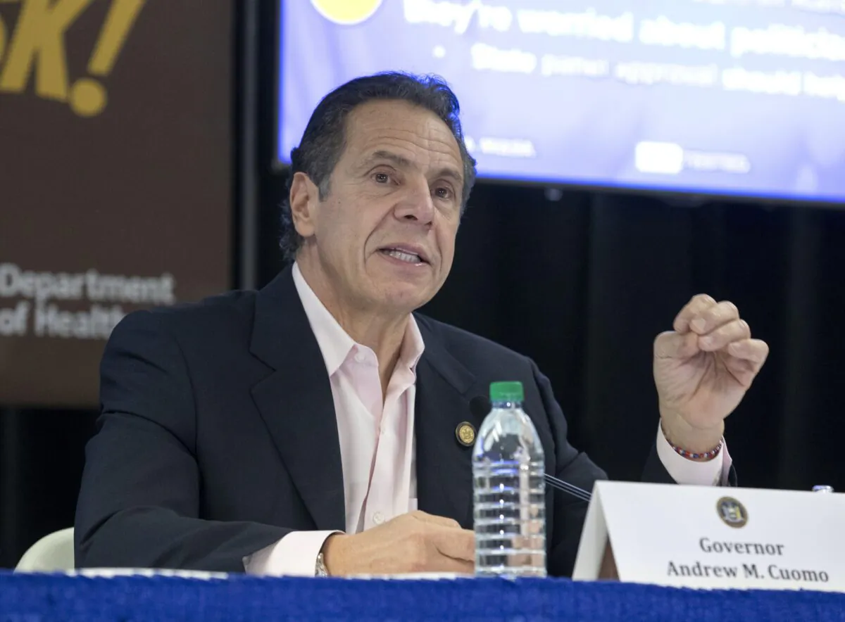 Gov. Andrew Cuomo delivers a COVID-19 update at Baber AME Church in Rochester, N.Y., on Nov. 25, 2020. (Mike Groll/Office of Governor Andrew M. Cuomo)