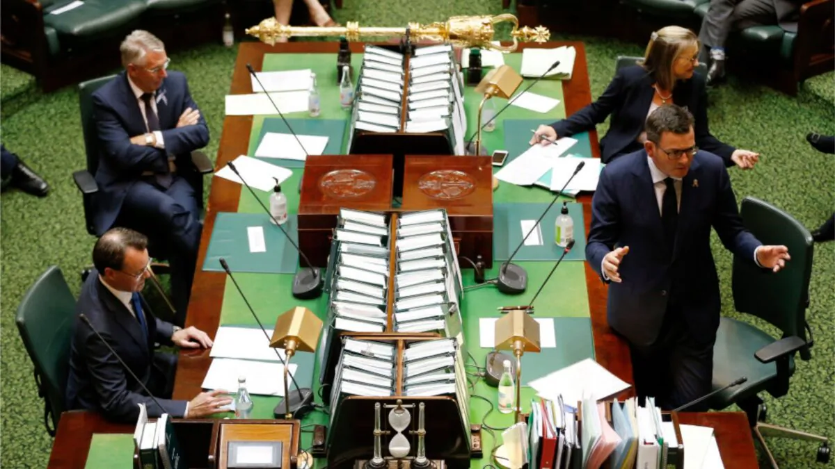 Victorian Premier Daniel Andrews speaks in parliament on April 23, 2020 in Melbourne, Australia. (Darrian Traynor/Getty Images)