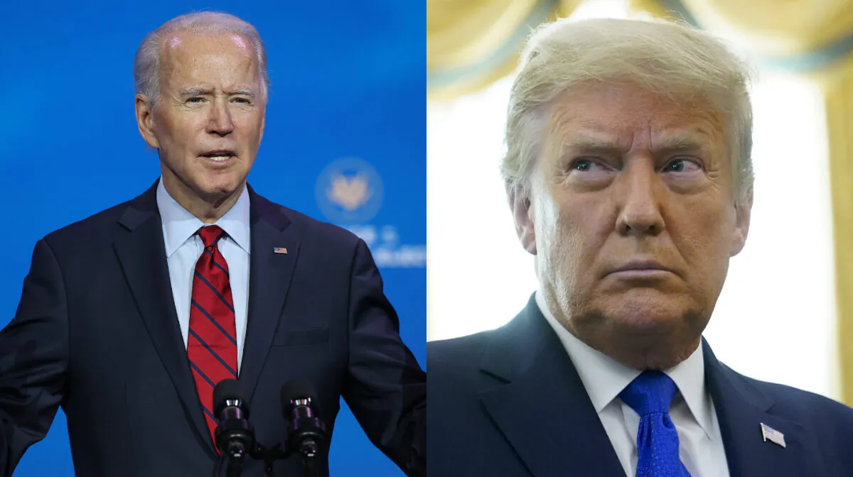 President Joe Biden (L) and then-President Donald Trump in file photographs. (Getty Images; AP Photo)