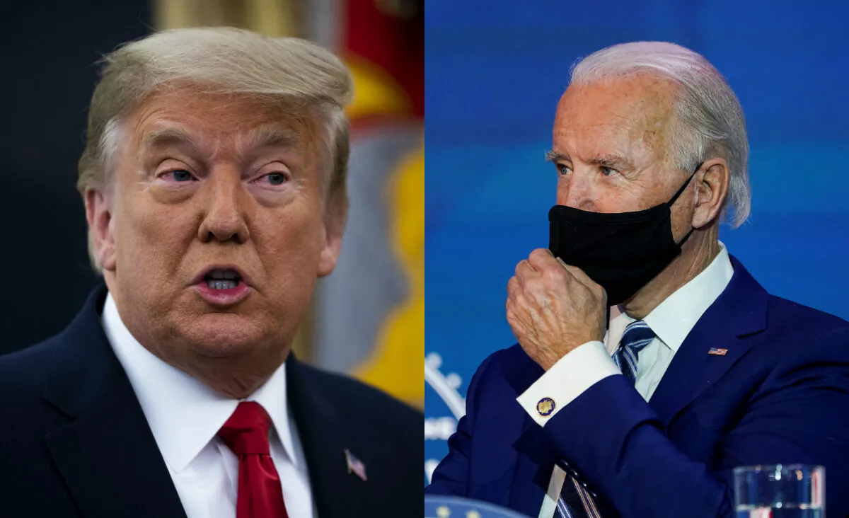 President Donald Trump, left, and Democratic presidential nominee Joe Biden in file photographs. (Getty Images)