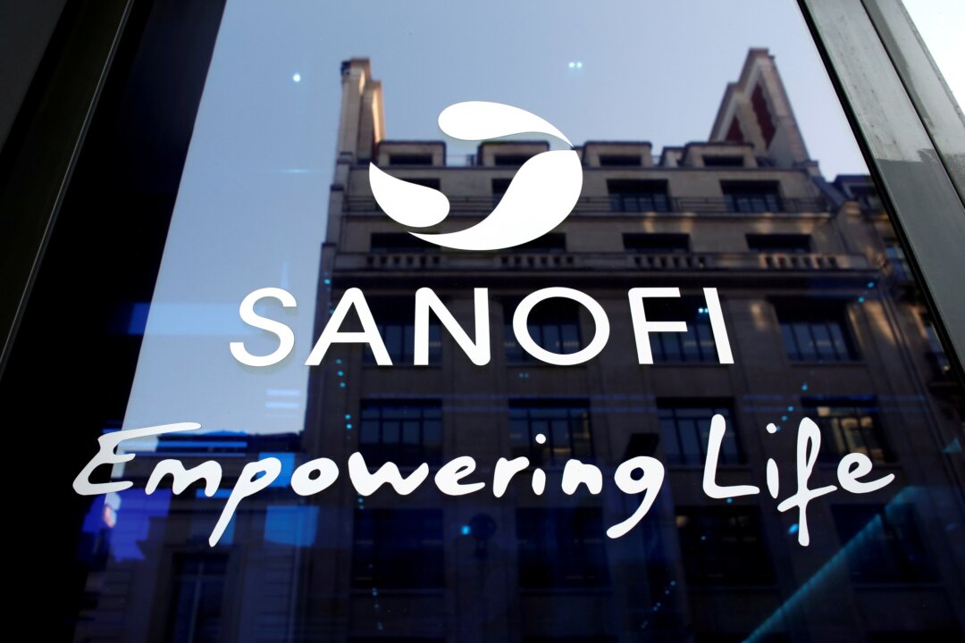 A Sanofi logo is seen during the company's annual results news conference in Paris, France, on Feb. 6, 2020. (Benoit Tessier/Reuters)