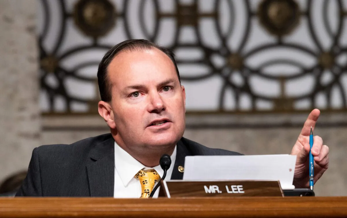 Sen. Mike Lee (R-Utah) speaks during a hearing in Washington on Nov. 17, 2020. (Bill Clark/AFP via Getty Images)