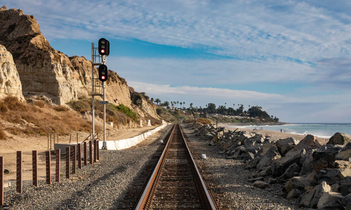 The route for Amtrak's Pacific Surfliner in San Clemente, Calif., on Dec. 8, 2020. (John Fredricks/The Epoch Times)
