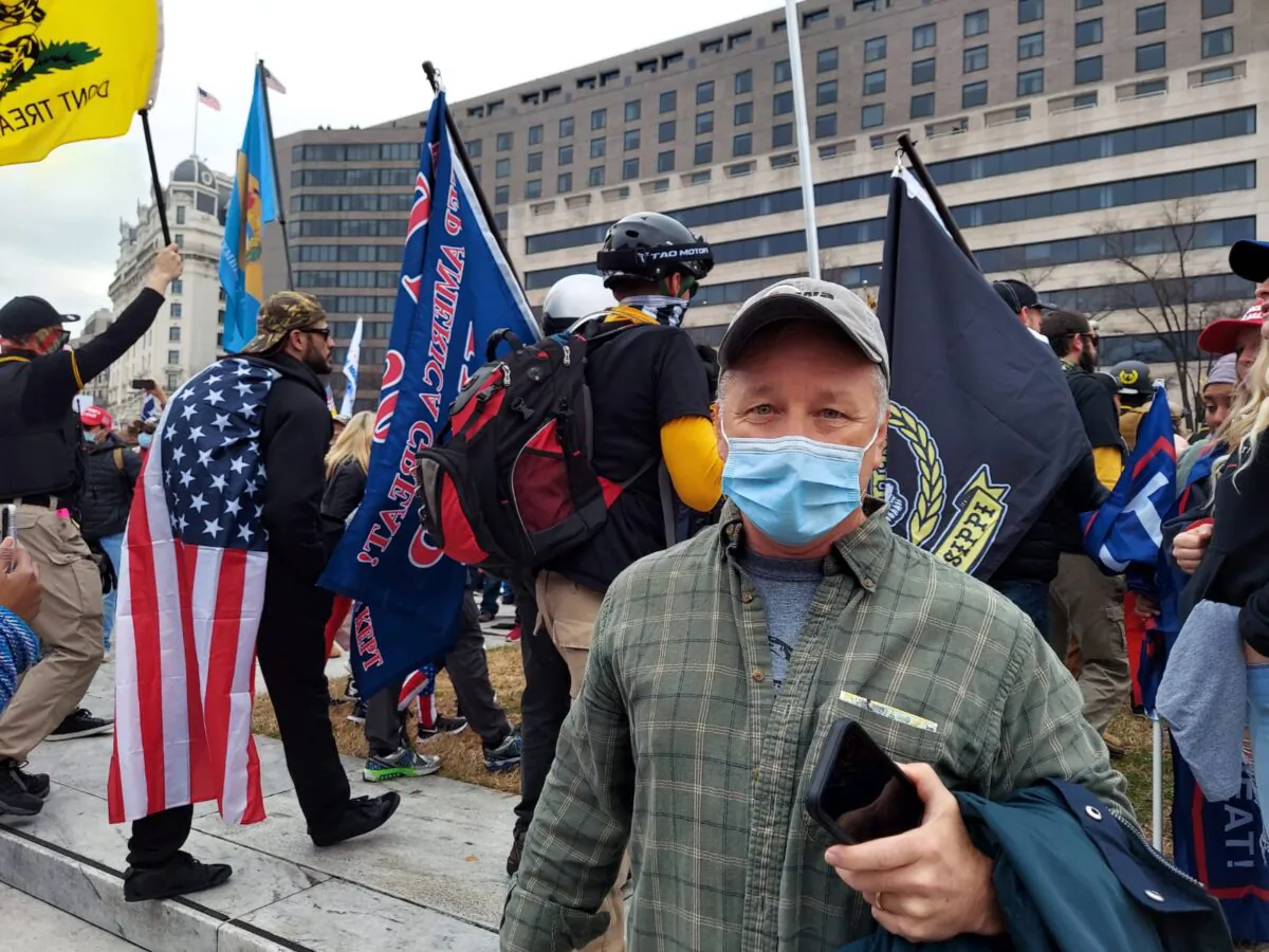 Shawn Clark joined a protest in Washington on Dec. 12, 2020, calling for fair and transparent elections. (Charles Lu/The Epoch Times)