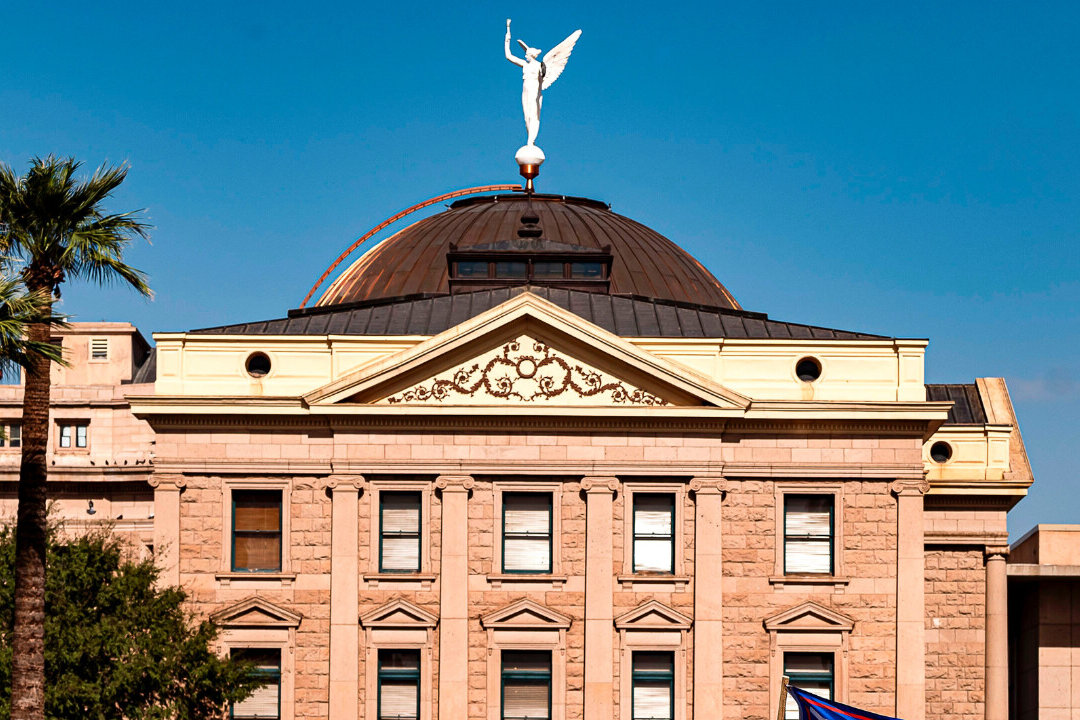 The Arizona State Capitol building in Phoenix, Ariz., on Nov. 7, 2020. (Olivier Touron/AFP via Getty Images)