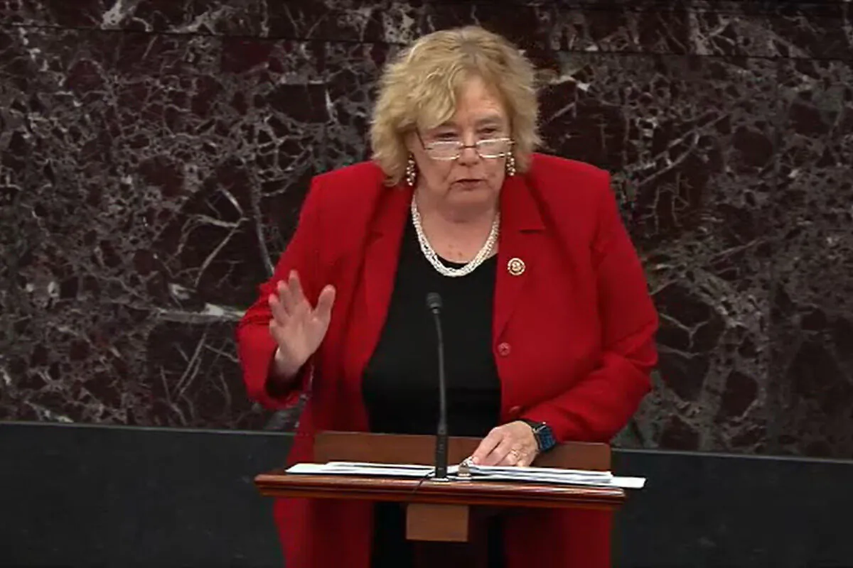Rep. Zoe Lofgren (D-Calif) speaks in the U.S. Capitol in Washington on Jan. 22, 2020. (Senate Television via Getty Images)