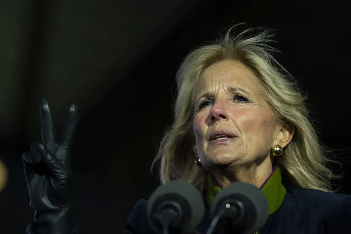 Jill Biden speaks at a rally at Heinz Field in Pittsburgh, Penn., on Nov. 2, 2020. (Drew Angerer/Getty Images)
