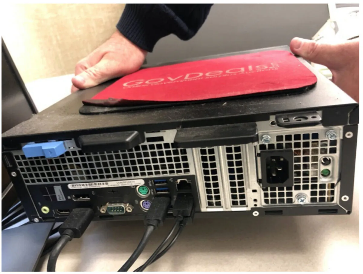 A Dominion Voting Systems Election Management Server pictured in a photo from a report by Allied Security Operations Group. (Allied Security Operations Group)