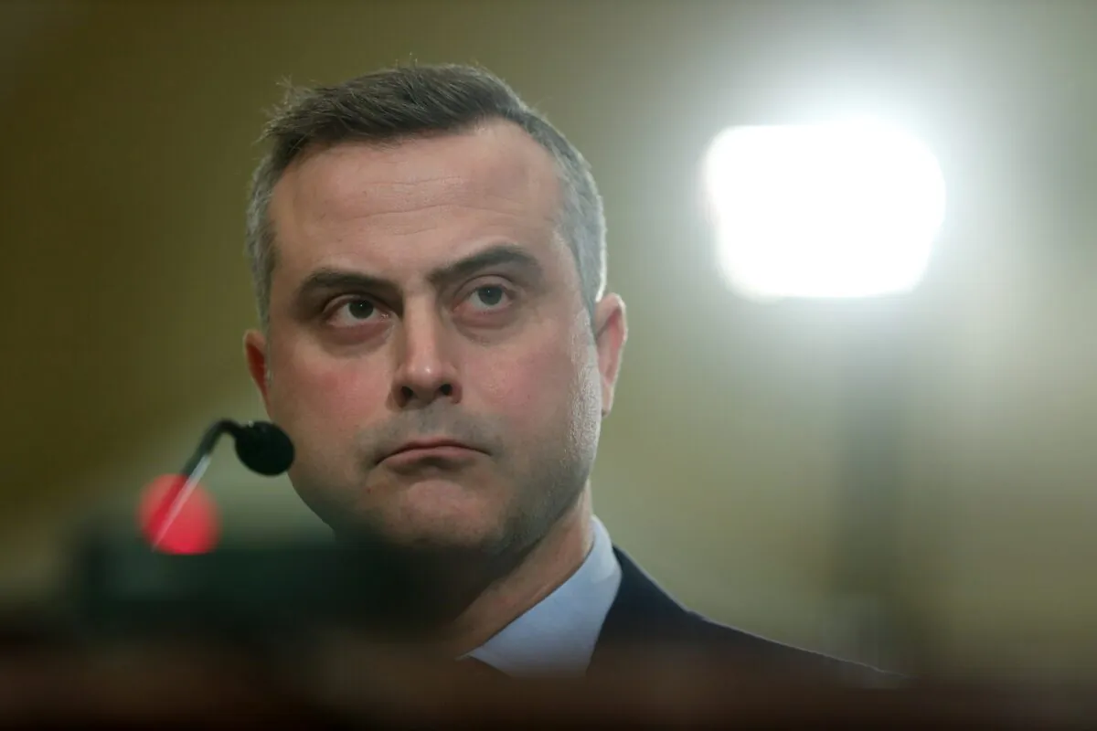 President and CEO of Dominion Voting Systems John Poulos testifies to Congress in Washington on Jan. 9, 2020. (Alex Wong/Getty Images)