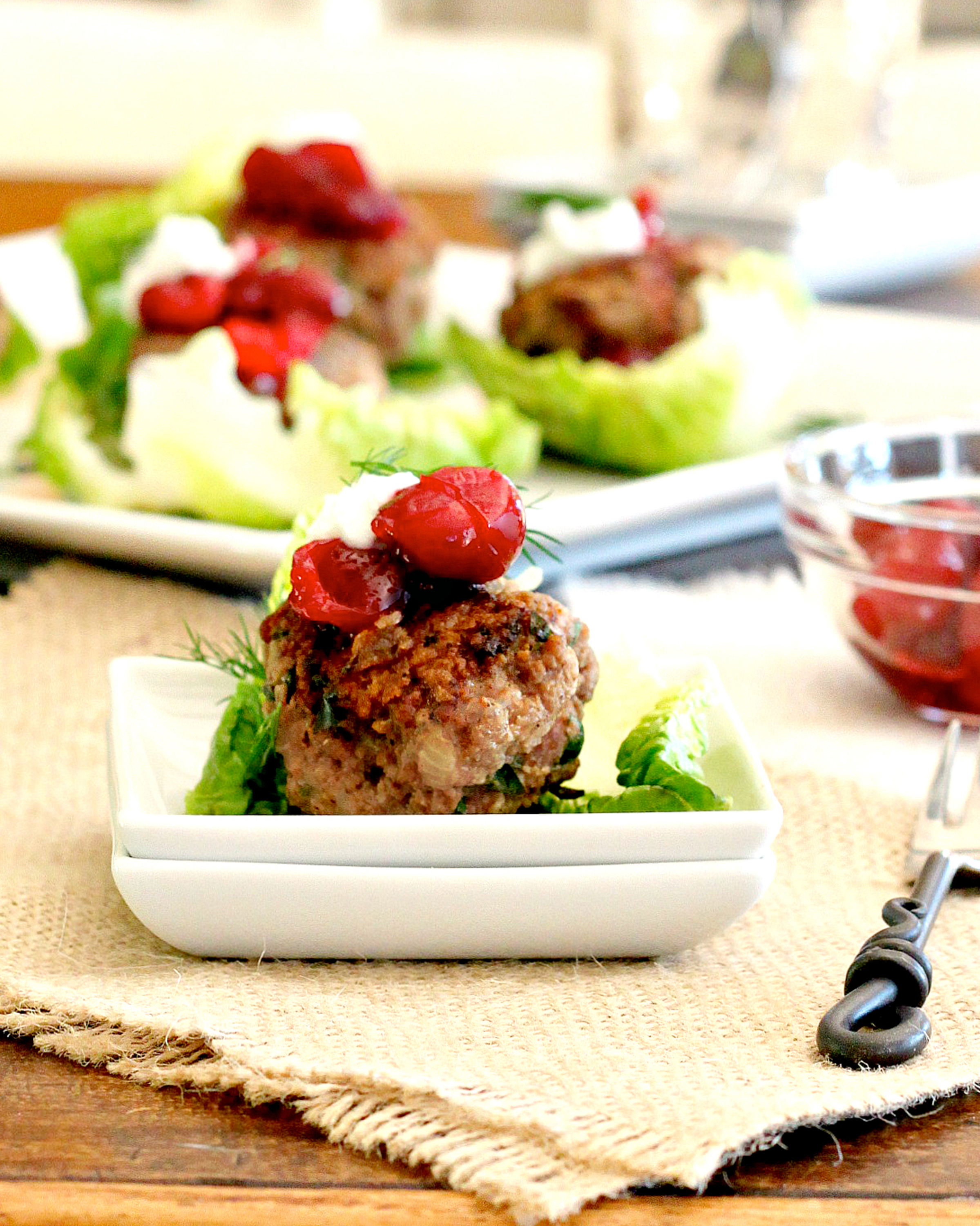 Spiced Meatball Lettuce Wraps With Cranberry and Dill
