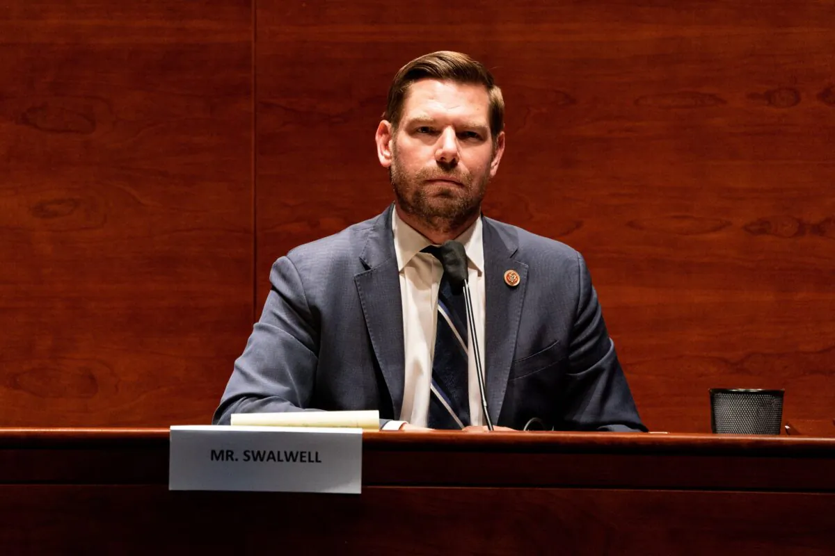 Rep. Eric Swalwell (D-CA) listens during the House Judiciary committee hearing on Capitol Hill in Washington, D,C., on June 24, 2020. (Anna Moneymaker/POOL/AFP via Getty Images)