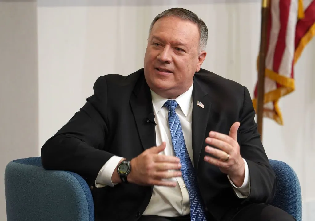 U.S. Secretary of State Mike Pompeo speaks at Georgia Tech in Atlanta, Ga., on Dec. 9, 2020. (Tami Chappell/AFP via Getty Images)