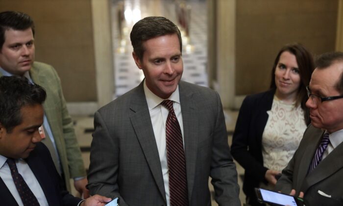 U.S. Rep. Rodney Davis (R-Ill.) speaks to members of the media at the U.S. Capitol in Washington on March 13, 2020. (Alex Wong/Getty Images)