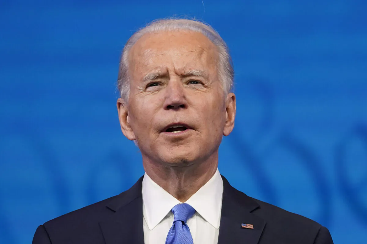 Democratic presidential candidate Joe Biden speaks at The Queen theater in Wilmington, Del., on Dec. 14, 2020. (Patrick Semansky/AP Photo)