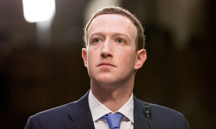 Facebook founder and CEO Mark Zuckerberg testifies at a Senate Judiciary and Commerce Committees Joint Hearing in Washington on April 10, 2018. (Samira Bouaou/The Epoch Times)