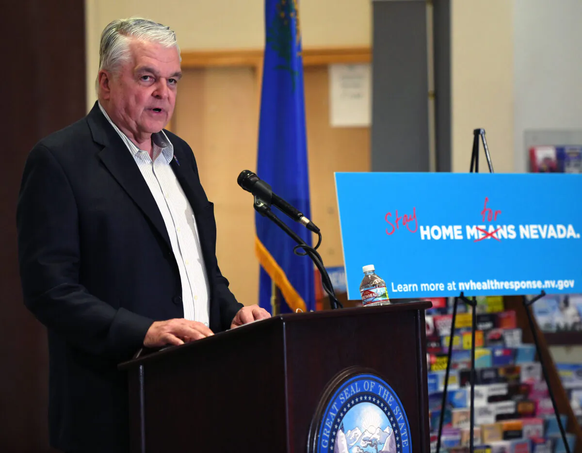 Nevada Gov. Steve Sisolak speaks during a news conference on the state's response to the coronavirus outbreak at the Grant Sawyer State Office Building in Las Vegas, Nev., on March 17, 2020. (Ethan Miller/Getty Images)