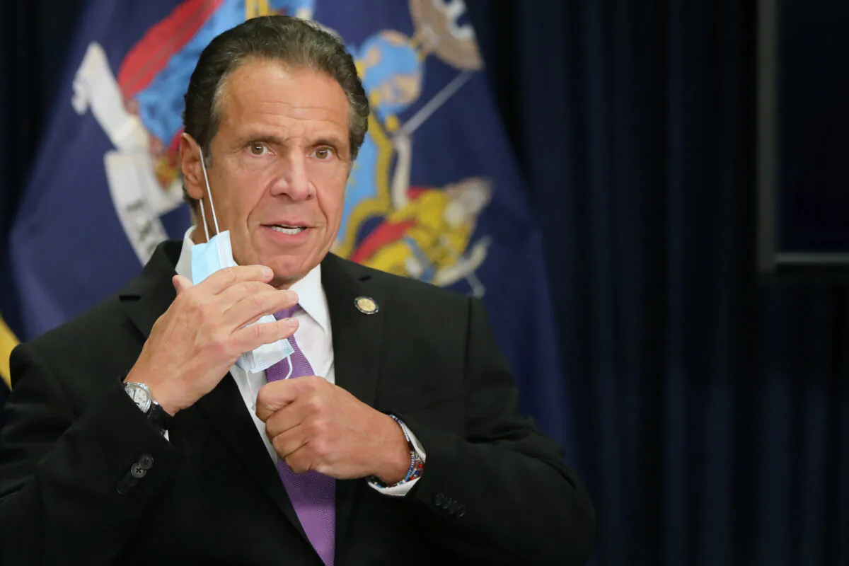 New York state Gov. Andrew Cuomo speaks at a news conference in New York City, N.Y., on Sept. 8, 2020. (Spencer Platt/Getty Images)