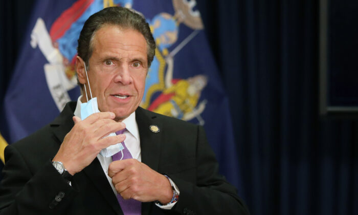 New York Gov. Andrew Cuomo speaks at a news conference in New York City on Sept. 8, 2020. (Spencer Platt/Getty Images)