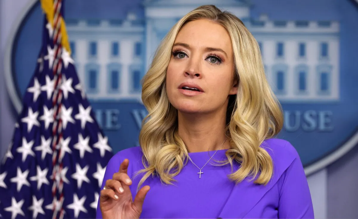 White House press secretary Kayleigh McEnany participates in a White House briefing at the James Brady Press Briefing Room of the White House in Washington on Dec.15, 2020. (Alex Wong/Getty Images)