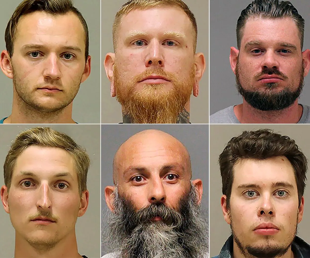 This photo combo shows from top left, Kaleb Franks, Brandon Caserta, Adam Dean Fox, and bottom left, Daniel Harris, Barry Croft, and Ty Garbin.   A federal grand jury has charged six men with conspiring to kidnap Michigan Gov. Gretchen Whitmer in what investigators say was a plot by anti-government extremists angry over her policies to prevent spread of the coronavirus. An indictment released Thursday, Dec. 17, 2020, by U.S. Attorney Andrew Birge levied the charge against Adam Dean Fox, Barry Gordon Croft Jr., Ty Gerard Garbin, Kaleb James Franks, Daniel Joseph Harris and Brandon Michael-Ray Caserta. (Kent County Sheriff via AP File)