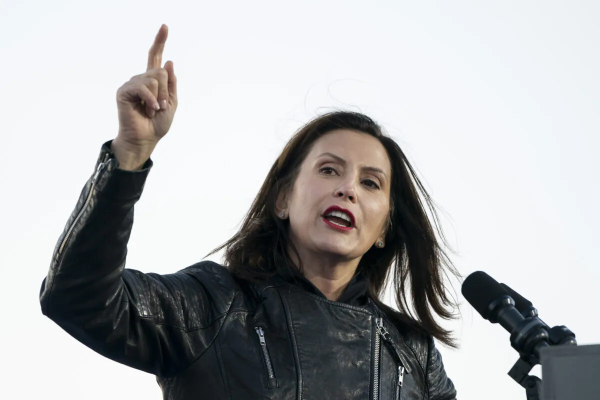Gov. Gretchen Whitmer speaks during a drive-in campaign rally with Democratic presidential-elect Joe Biden and former President Barack Obama at Belle Isle in Detroit, Mich., on Oct. 31, 2020. (Drew Angerer/Getty Images)