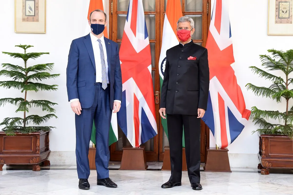 UK Foreign Secretary Dominic Raab and Indian Minister for External Affairs Subrahmanyam Jaishankar in Delhi on Dec. 15, 2020. (Pic Courtesy Govt. of UK)