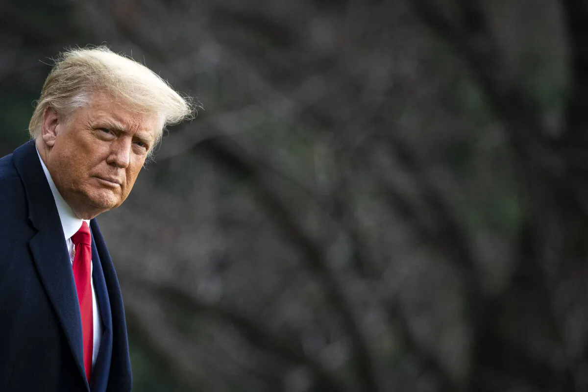 President Donald Trump departs on the South Lawn of the White House in Washington on Dec. 12, 2020. (Al Drago/Getty Images)