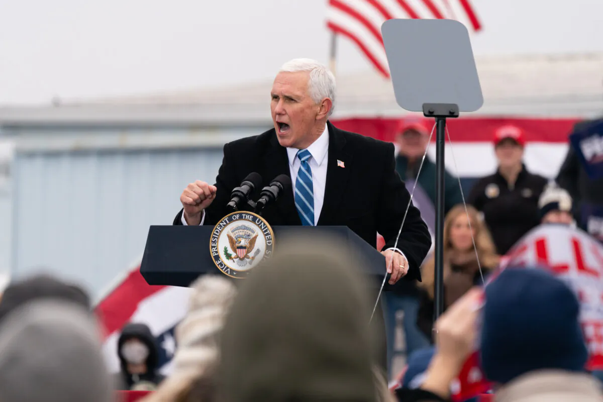 Vice President Mike Pence speaks during a Defend The Majority campaign event in Columbus, Ga., on Dec. 17, 2020. (Elijah Nouvelage/Getty Images)