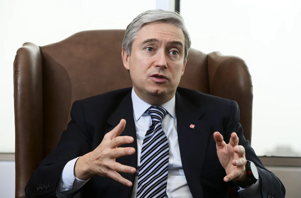 Minister of Foreign Affairs Francois-Philippe Champagne takes part in a year-end interview with The Canadian Press at Global Affairs Canada in Ottawa, Canada, on Dec. 16, 2020. (Sean Kilpatrick/The Canadian Press)