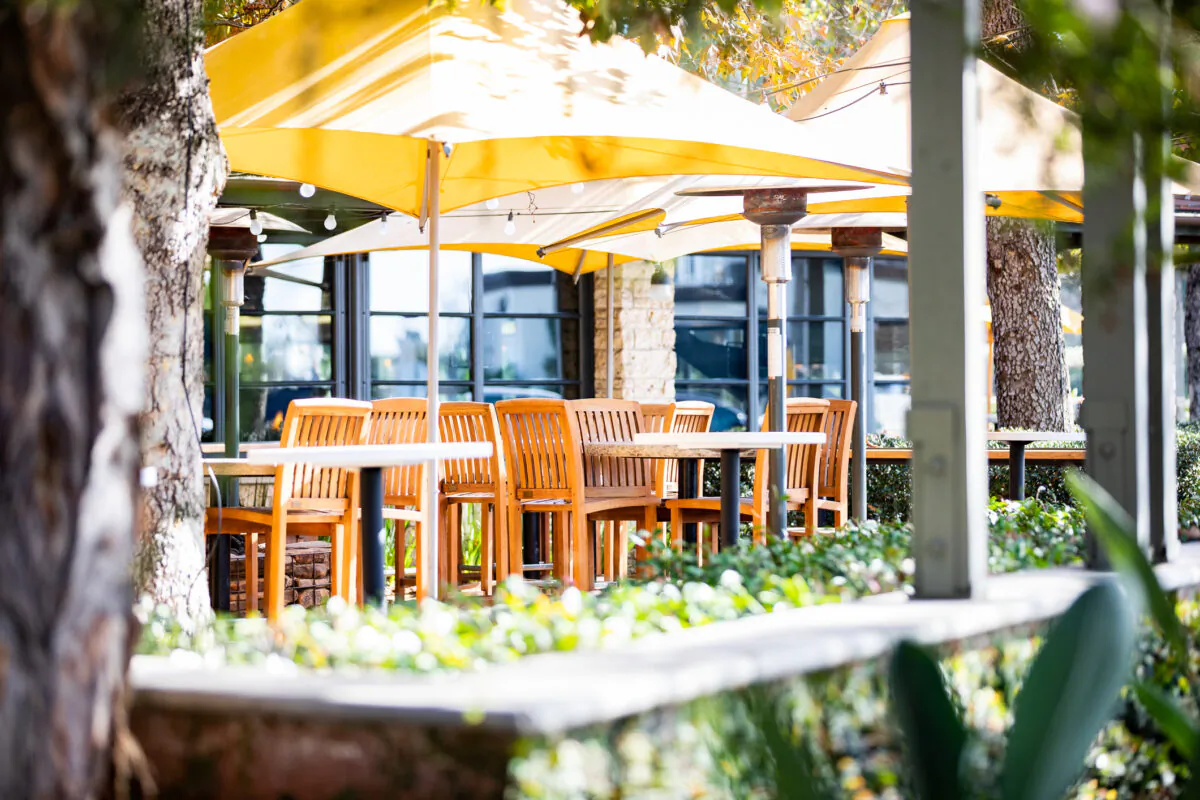 The patio of Gulfstream in Newport Beach, Calif., on Dec. 9, 2020. (John Fredricks/The Epoch Times)