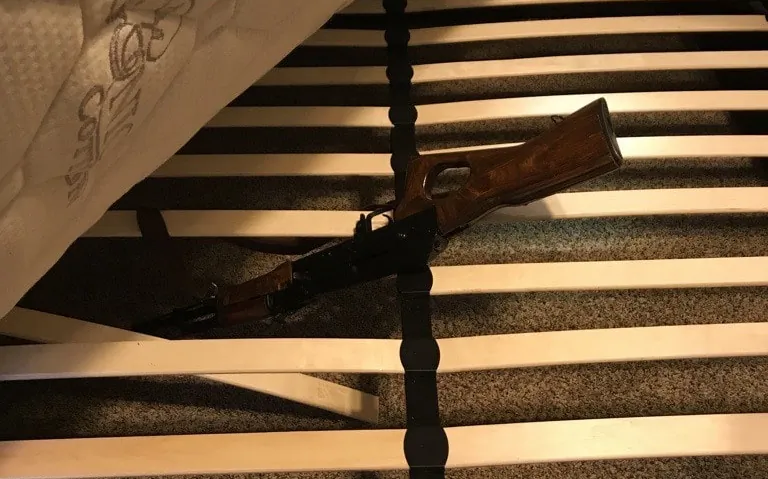 An AK-47-style rifle, allegedly used in a drive-by shooting, was discovered by police during the arrest of a suspect in Anaheim, Calif., on Dec. 17, 2020. (Courtesy of the Anaheim Police Department)