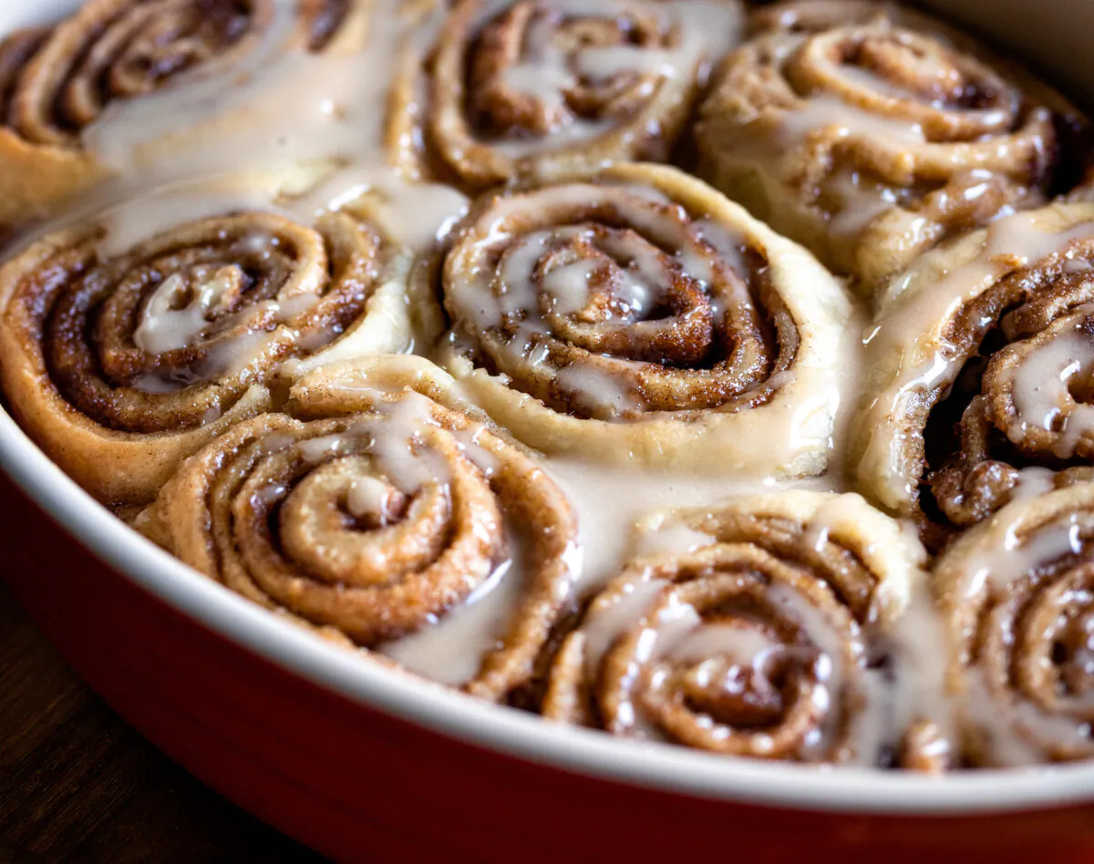 Andrew's signature cinnamon rolls, tweaked to perfection, have a tender, buttery dough packed with cinnamon and brown sugar and topped with maple icing. (Matt Genders Photography)