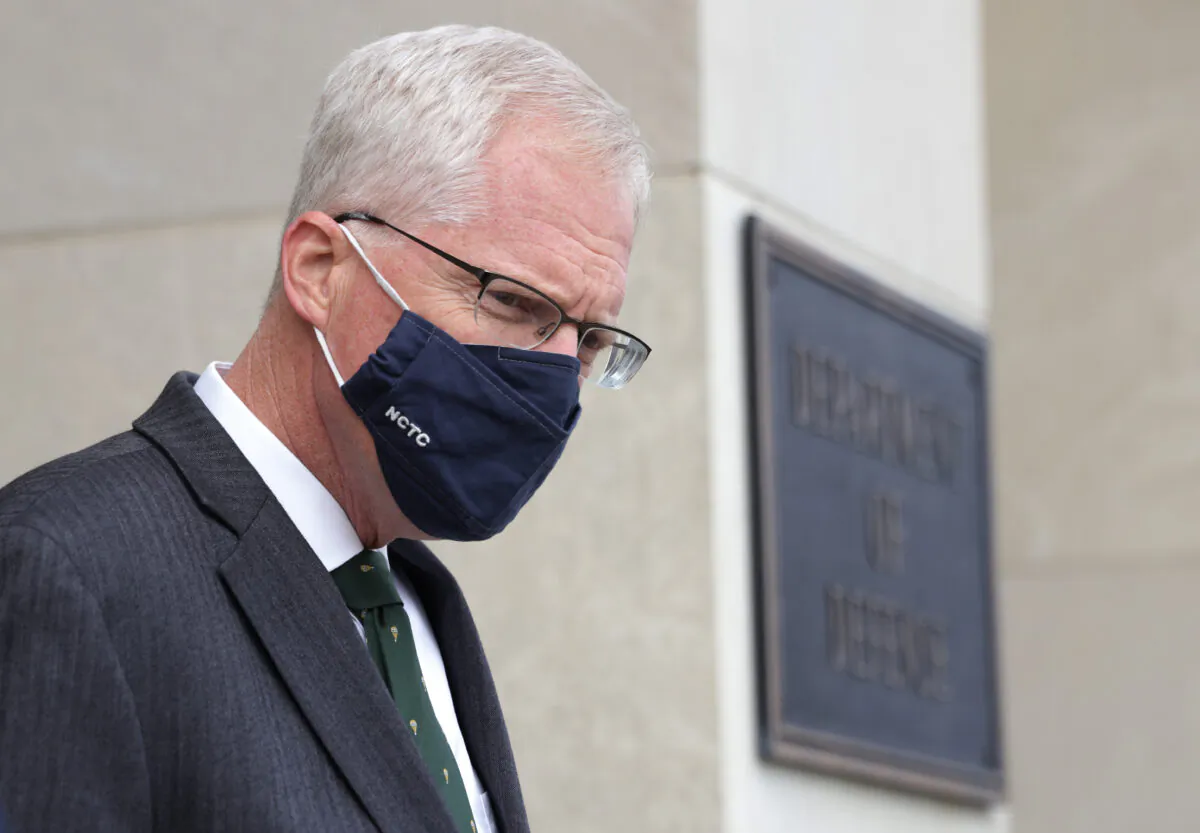 Acting Secretary of Defense Christopher Miller stands at the Pentagon in Arlington, Va., on Nov. 13, 2020. (Alex Wong/Getty Images)