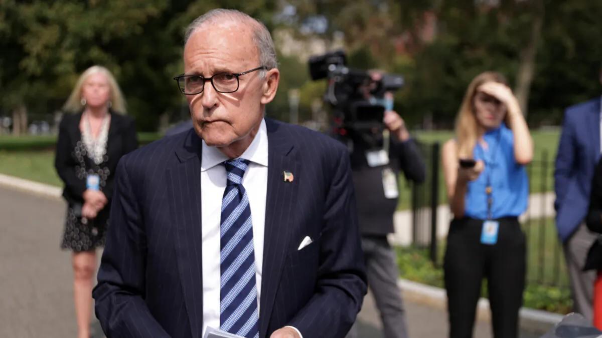 White House Economic Adviser Larry Kudlow speaks to members of the press outside the West Wing of the White House in Washington on Sept. 16, 2020. (Alex Wong/Getty Images)