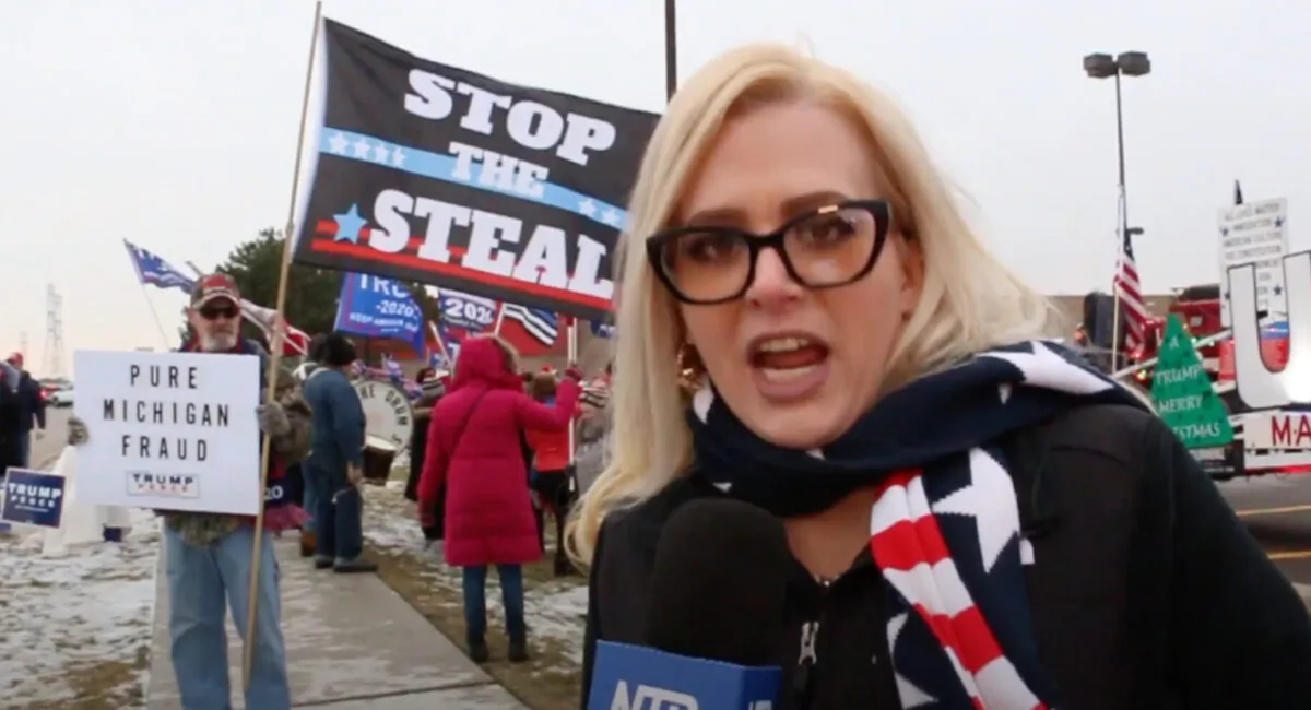 Melissa Carone, the Dominion contractor and whistleblower, attended a Trump Caravan Rally in Michigan on Dec. 18. (NTD Television)