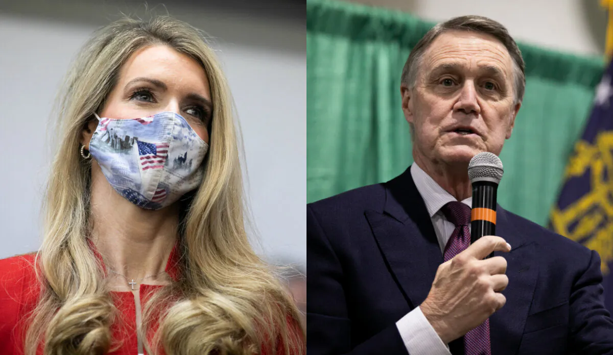 Sens. Kelly Loeffer (R-Ga.) (L) and David Perdue (R-Ga.) in file photographs. (Getty Images)